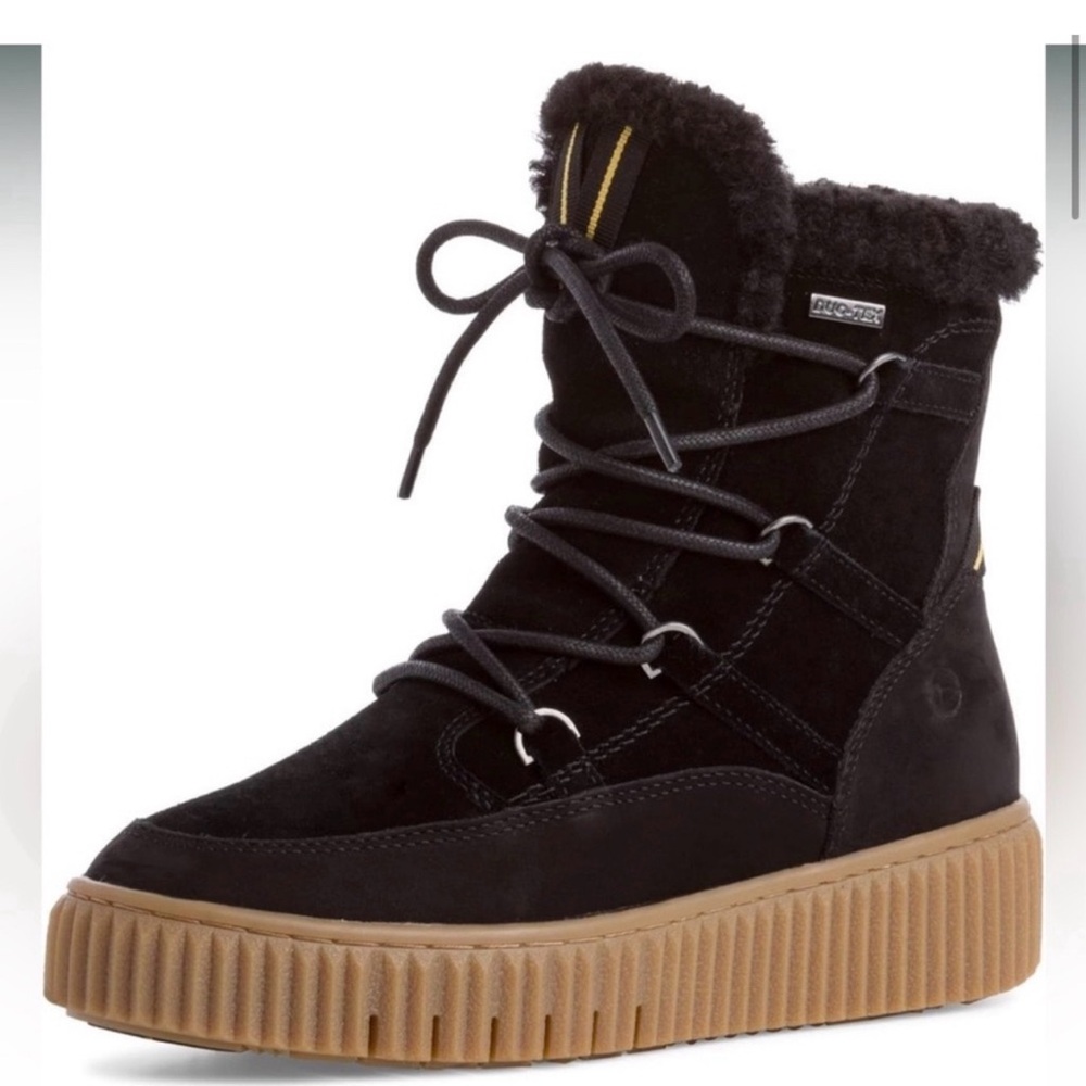 TAMARIS Halen Winter Snow Boots Leather Faux Fur size 40 , 9 Like new